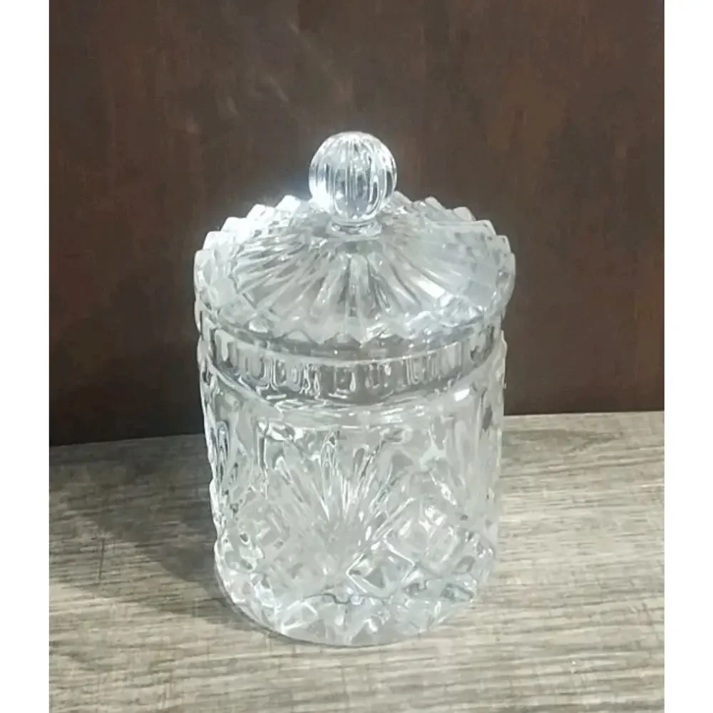 Crystal Biscuit Jar, Covered Candy Dish, Elegant Cut Design, Pretty Home Gift